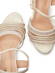 Moda in Pelle Gold Narine Strappy Hotfix Block Heel Sandals - Image 3 of 4