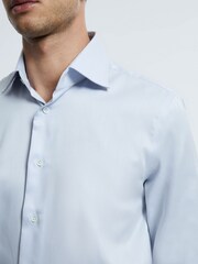 Reiss Soft Blue Chromer Atelier Cotton Mother of Pearl Shirt - Image 4 of 7