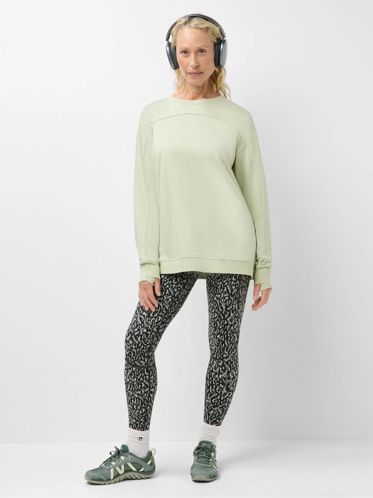 Sweaty Betty Green After Class Yoke Longline Sweatshirt - Image 2 of 6 Sweaty Betty Green After Class Yoke Longline Sweatshirt - Image 2 of 6