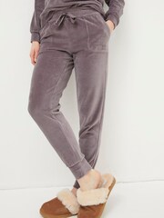 FatFace Purple Verity Velvet Joggers - Image 1 of 4