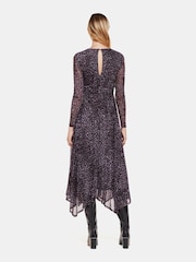 Whistles Purple Feather Leopard Mesh Dress - Image 2 of 5