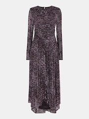 Whistles Purple Feather Leopard Mesh Dress - Image 5 of 5