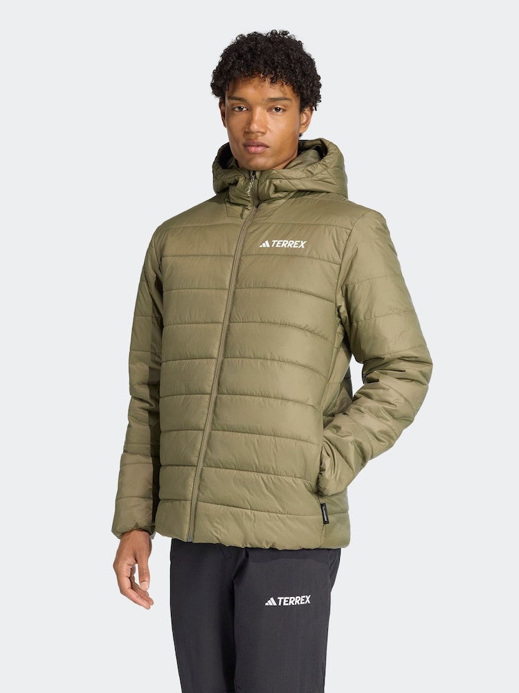 adidas Terrex Green Multi Essentials Climawarm Insulated Hooded Jacket - Image 1 of 6