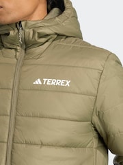 adidas Terrex Green Multi Essentials Climawarm Insulated Hooded Jacket - Image 4 of 6