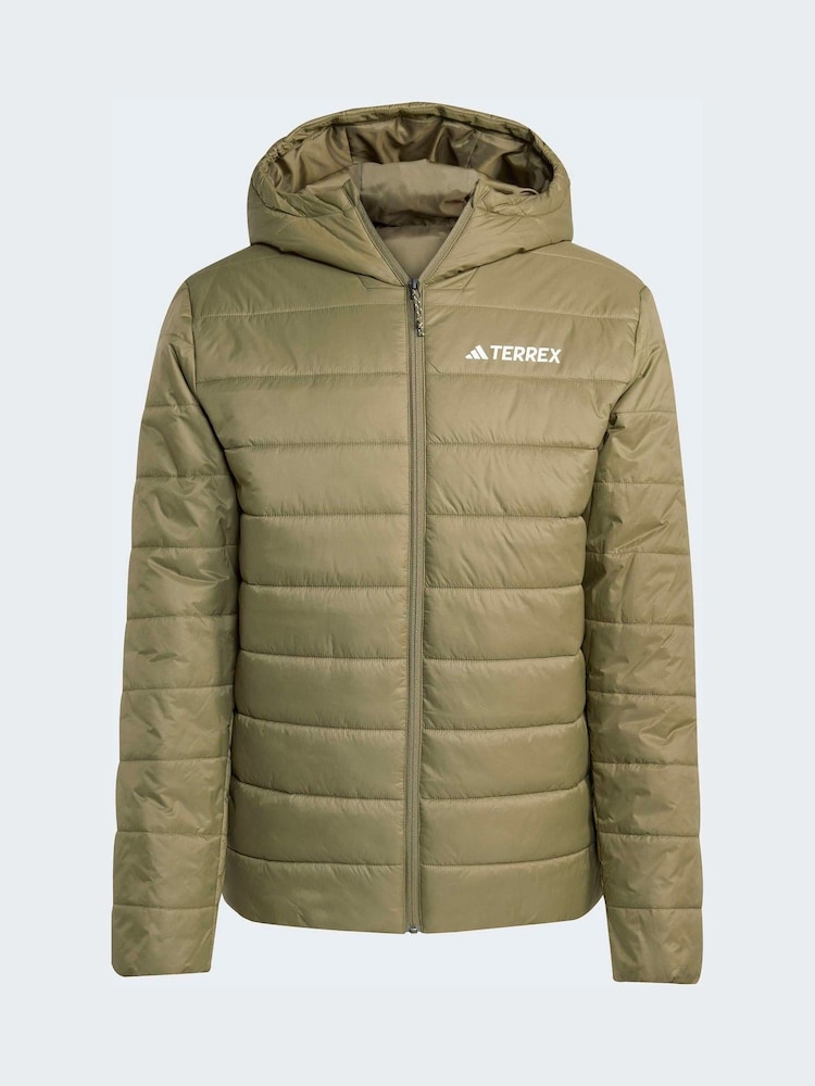 adidas Terrex Green Multi Essentials Climawarm Insulated Hooded Jacket - Image 6 of 6