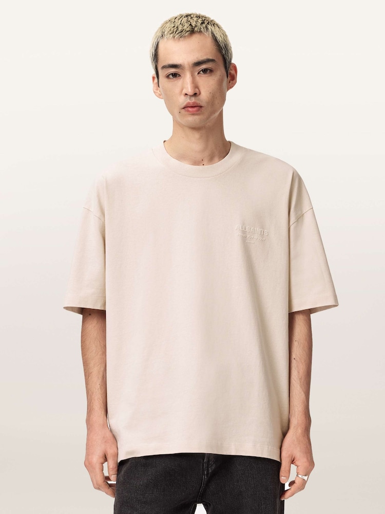 AllSaints Cream Xander Short Sleeve Crew Neck T-Shirt - Image 1 of 8