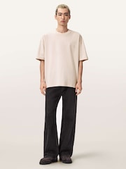 AllSaints Cream Xander Short Sleeve Crew Neck T-Shirt - Image 3 of 8