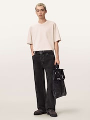 AllSaints Cream Xander Short Sleeve Crew Neck T-Shirt - Image 4 of 8
