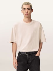 AllSaints Cream Xander Short Sleeve Crew Neck T-Shirt - Image 5 of 8