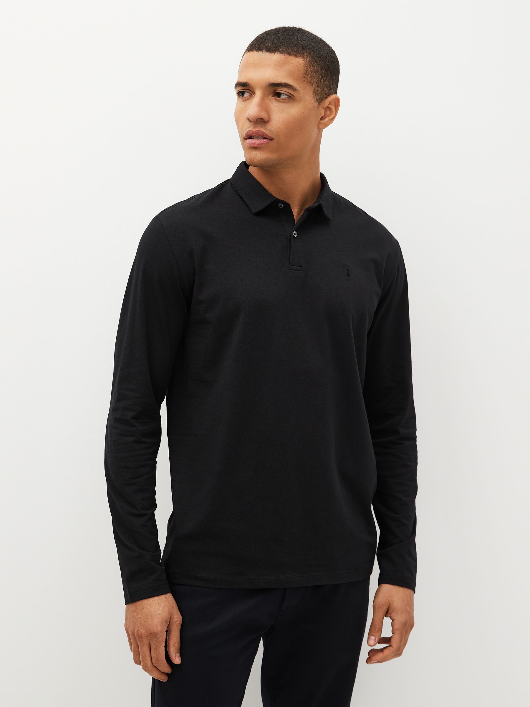 Buy Navy Blue/Grey/Black Regular Fit Long Sleeve Jersey Polo