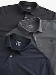 Bleu marine/gris/noir - Lot de 3 polos en jersey à manches longues - Image 8 of 9