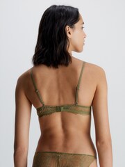 Calvin Klein Green Floral Lace Plunge Bra - Image 2 of 5