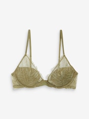 Calvin Klein Green Floral Lace Plunge Bra - Image 5 of 5