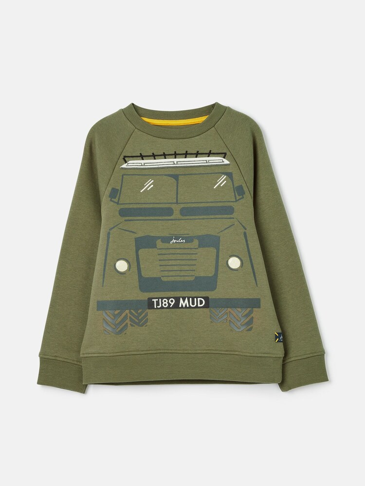 Joules Connor Green Embroidered Artwork Crew Neck Sweatshirt - Image 1 of 5