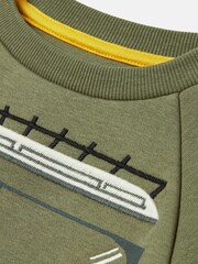 Joules Connor Green Embroidered Artwork Crew Neck Sweatshirt - Image 3 of 5