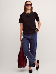 Monsoon Black Lola Lace Trim Jersey T-Shirt - Image 3 of 5