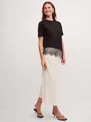 Monsoon Black Lola Lace Trim Jersey T-Shirt - Image 4 of 5