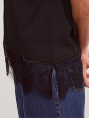 Monsoon Black Lola Lace Trim Jersey T-Shirt - Image 5 of 5