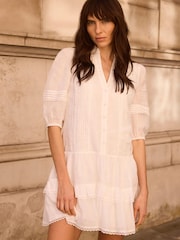 Mint Velvet White Ramie Mini Dress - Image 2 of 7