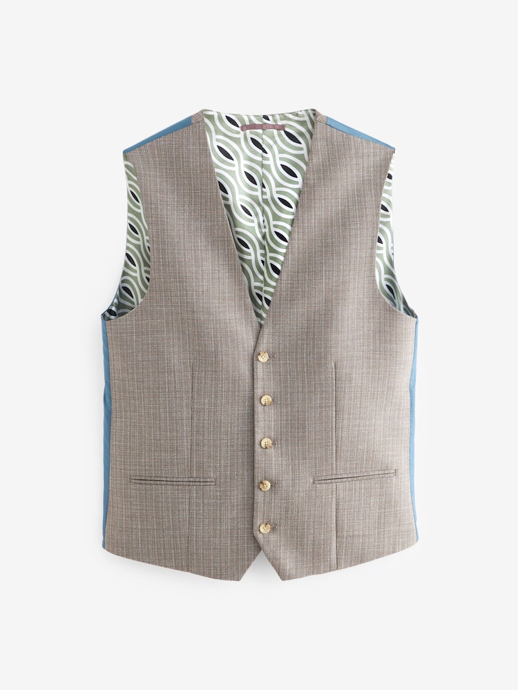 Neutral Regular Fit Textured Suit Waistcoat - Image 1 of 4