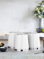 Tower White Solitaire Set of 3 Canisters - Image 1 of 4
