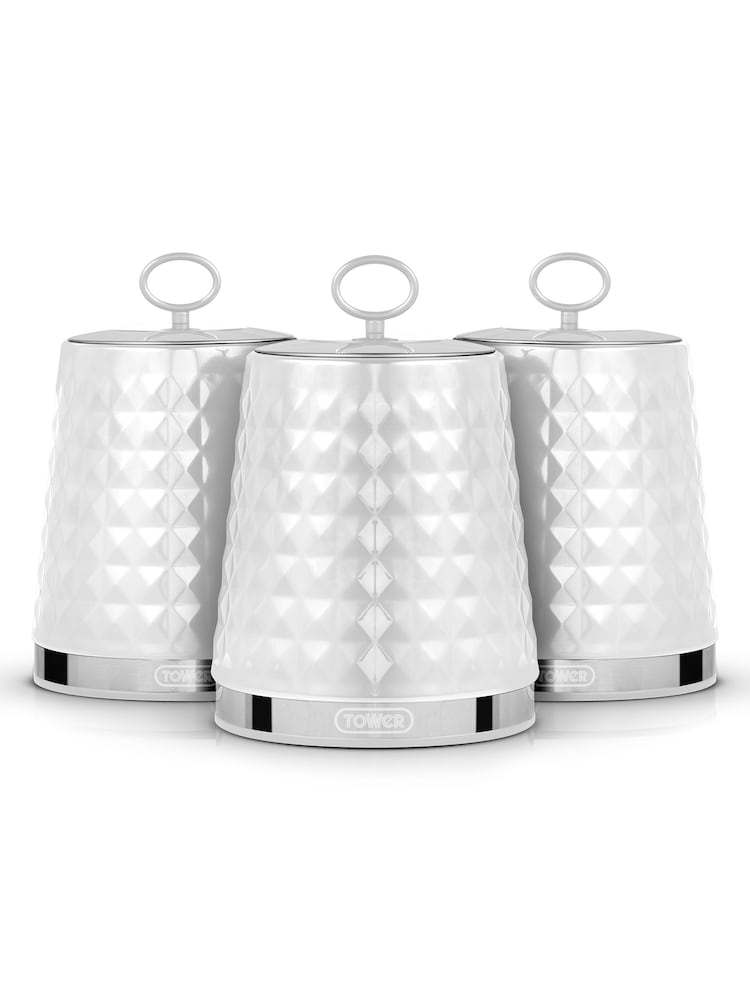 Tower White Solitaire Set of 3 Canisters - Image 4 of 4