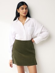 Khaki Green Corduroy Mini Skirt - Image 1 of 6