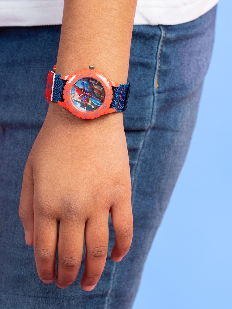 Peers Hardy Disney Marvel Spiderman Blue Canvas Strap Watch - Image 2 of 7