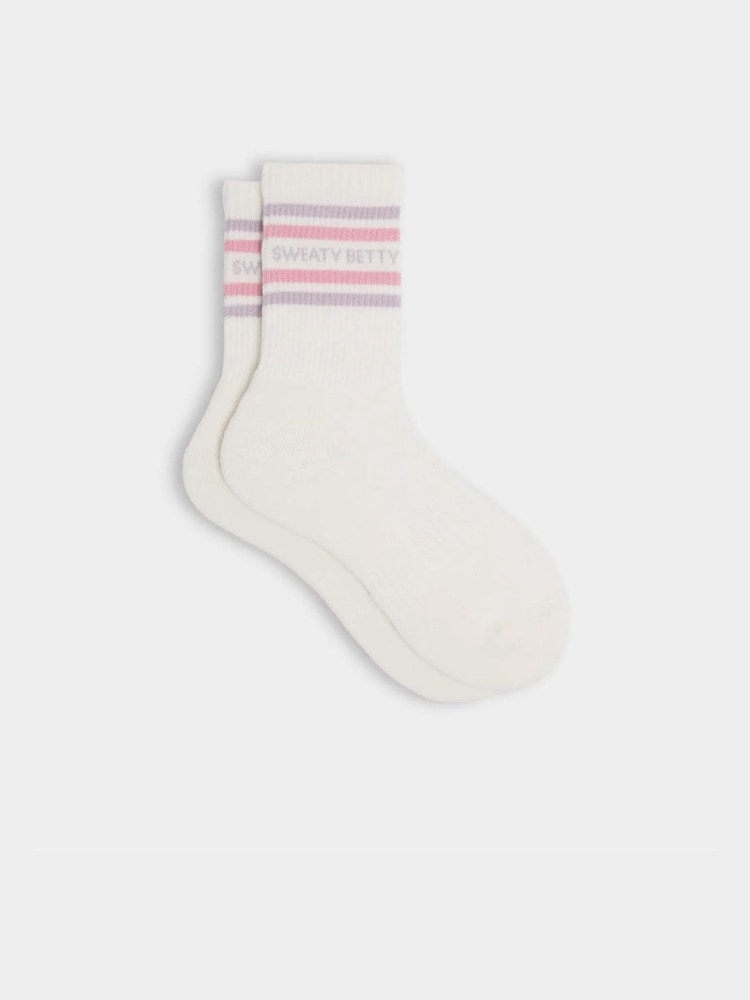 Sweaty Betty Pink Varsity Slogan Socks - Image 1 of 4