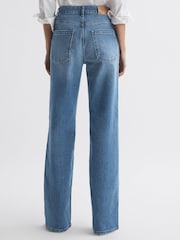 Reiss Mid Blue Marion Mid Rise Wide Leg Jeans - Image 4 of 4