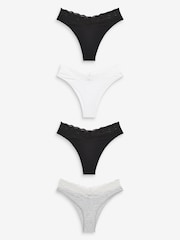White/Black/Grey Extra High Leg Lace Knickers 4 Pack - Image 1 of 3