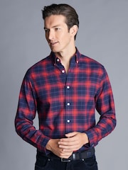 Charles Tyrwhitt kariertes Hemd aus gebürstetem Flanell, 100 % Baumwolle, Slim-Fit - Bild 1 von 6