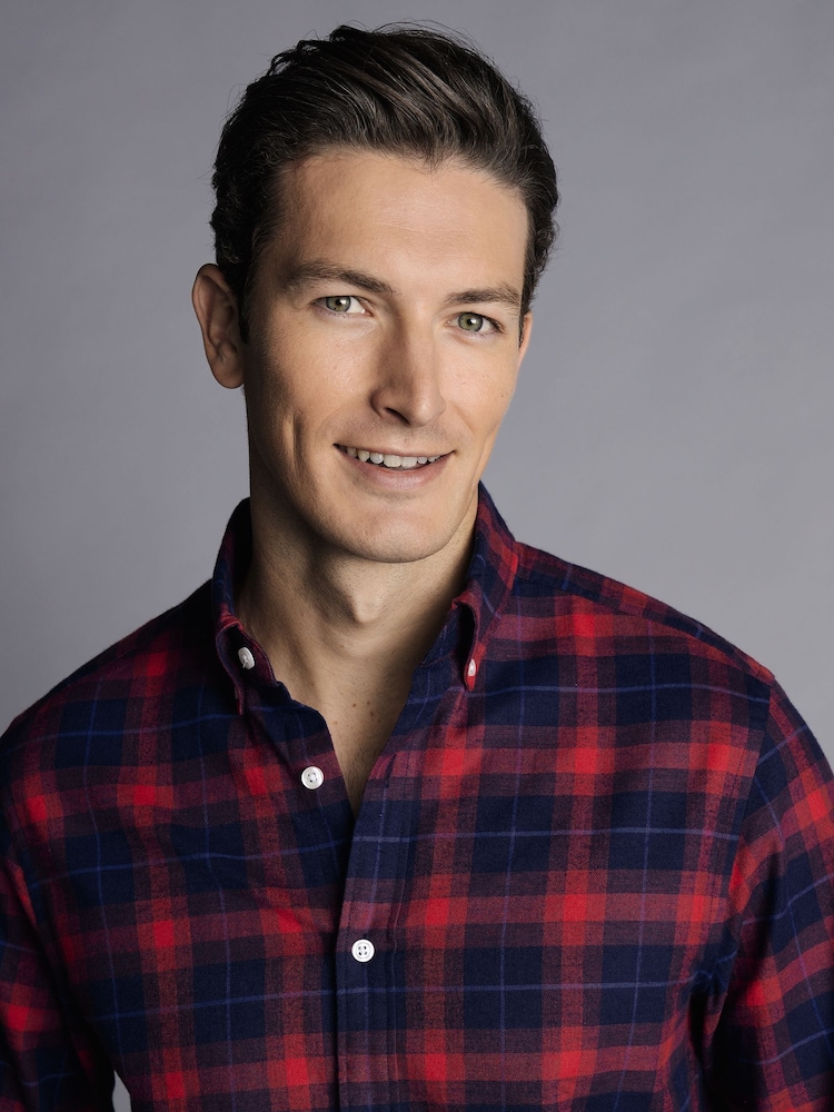 Charles Tyrwhitt kariertes Hemd aus gebürstetem Flanell, 100 % Baumwolle, Slim-Fit - Bild 2 von 6