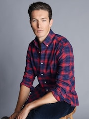 Charles Tyrwhitt kariertes Hemd aus gebürstetem Flanell, 100 % Baumwolle, Slim-Fit - Bild 3 von 6