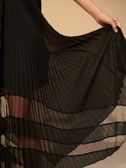 Black Sheer Mesh Chiffon Midi Skirt - Image 5 of 7