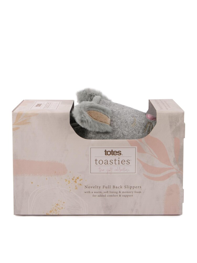 Totes Grey Ladies Novelty Bunny Mule Slippers - Image 5 of 5