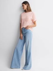 Reiss Pink Sofia Cotton Blend Crew Neck T-Shirt - Image 3 of 4