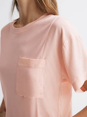 Reiss Pink Sofia Cotton Blend Crew Neck T-Shirt - Image 4 of 4