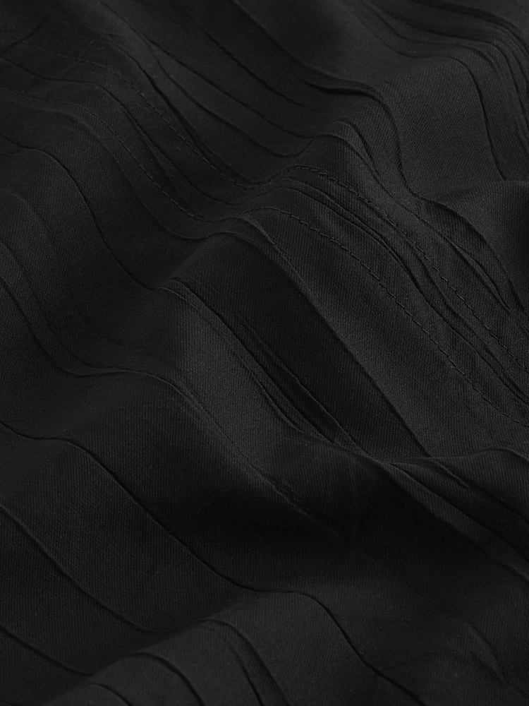 Black Gathered Short Sleeve Textured Boxy T-Shirt - Image 6 of 6