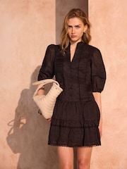 Mint Velvet Black Ramie Mini Dress - Image 2 of 7