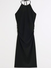 River Island Black Halter Necklace Detail Midi Dress - Image 5 of 6