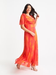Scarlett & Jo Orange Curve Isabelle Angel Sleeve Maxi Dress - Image 3 of 4