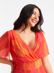 Scarlett & Jo Orange Curve Isabelle Angel Sleeve Maxi Dress - Image 4 of 4