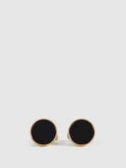 Reiss Gold Ardley Round Onyx Cufflinks - Image 1 of 5