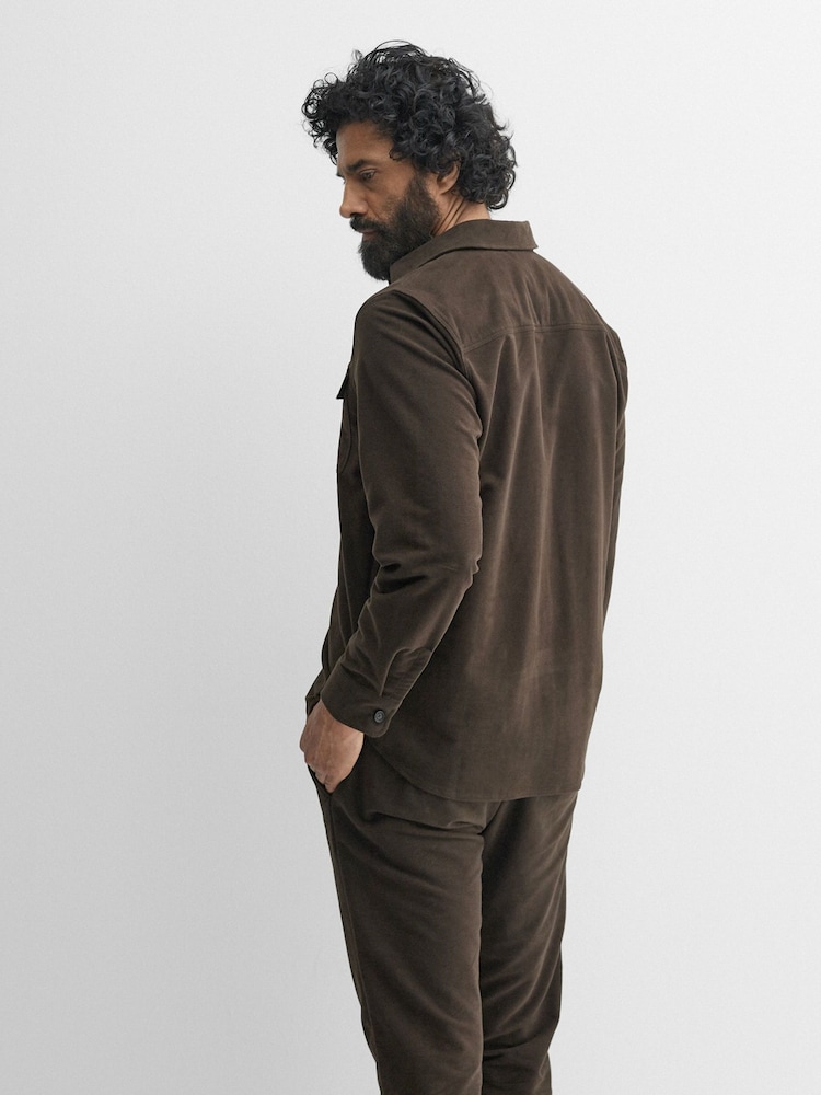 Oliver Sweeney 100% Cotton Brahalish Moleskin Brown Shirt - Image 2 of 5