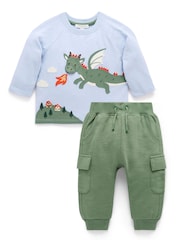 Purebaby Blue Dragon Longsleeve Tee & Cargo Pant Set - Image 1 of 6