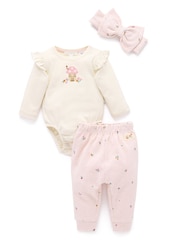 طقم هدايا من 3 قطع مكوّن من بودي سوت وبنطلون ضيّق وطوق رأس من Purebaby - صورة 1 من 6