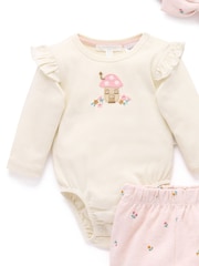 طقم هدايا من 3 قطع مكوّن من بودي سوت وبنطلون ضيّق وطوق رأس من Purebaby - صورة 2 من 6