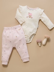 طقم هدايا من 3 قطع مكوّن من بودي سوت وبنطلون ضيّق وطوق رأس من Purebaby - صورة 4 من 6