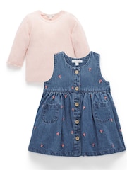Purebaby Pink Toadstool Embroidered Top& Dress Set - Image 1 of 8
